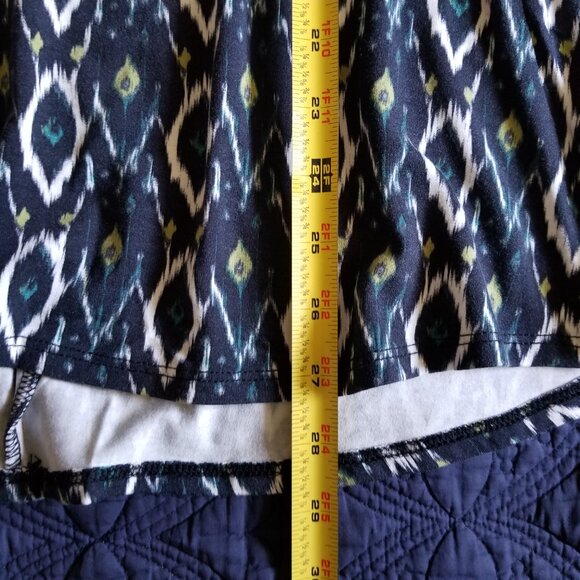 NWOT Karen Kane Ikat Print Crew-neck Cap-sleeve Hi-Lo Elliptical Top Made in USA - Picture 11 of 11